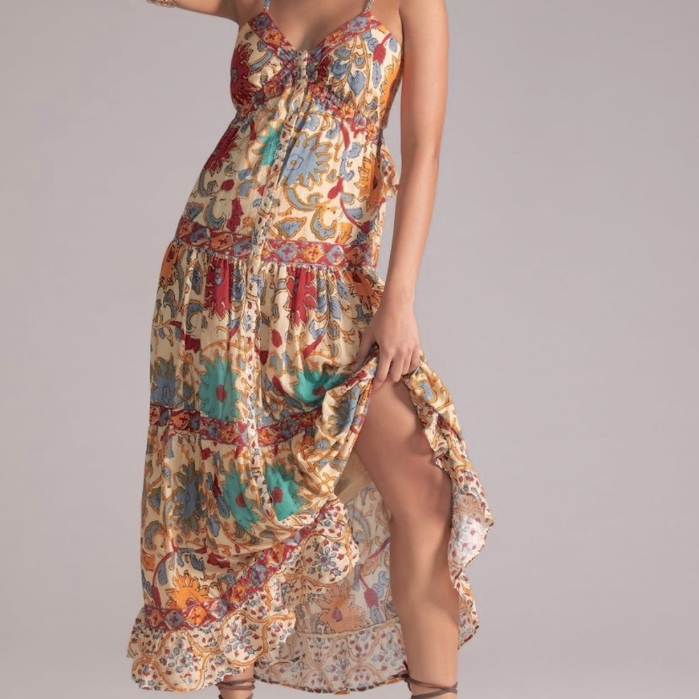 Love the label floral border print maxi dress size small new without tags